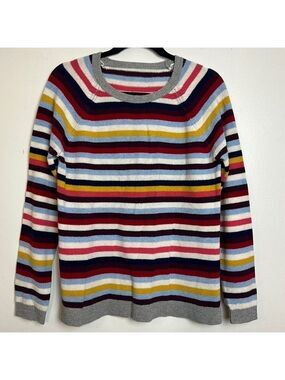 Clements Ribeiro Merino Wool Multicolored Rainbow Striped Crewneck Sweater